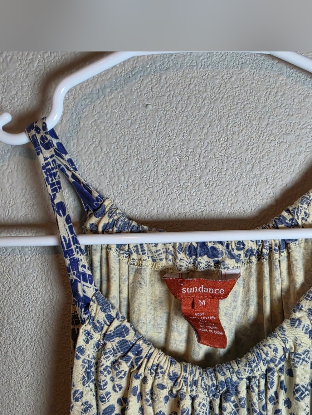 ​Sundance Blue White Ikat Halter Dress M Boho Geometric Sleeveless Cotton Silk - Picture 6 of 6